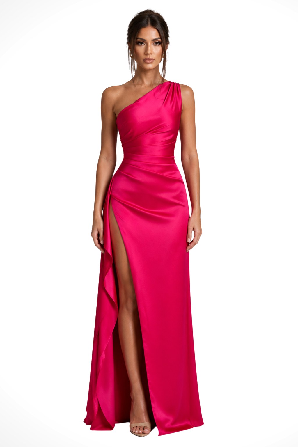 Margot | Women's One-Shoulder Maxi Dress with Side Split, Evening Maxi Dress | Bella Blue