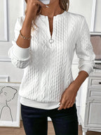 Margot | Women's Quarter-Zip Knit Jumper, Cosy Everyday Jumper | Bella Blue | White