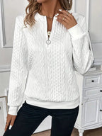 Margot | Women's Quarter-Zip Knit Jumper, Cosy Everyday Jumper | Bella Blue | Grey