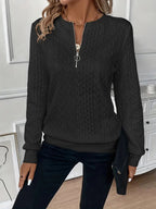 Margot | Women's Quarter-Zip Knit Jumper, Cosy Everyday Jumper | Bella Blue