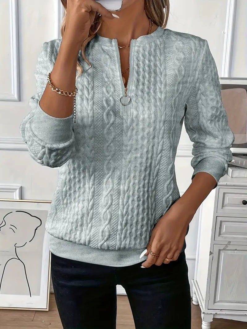 Margot | Women's Quarter-Zip Knit Jumper, Cosy Everyday Jumper | Bella Blue