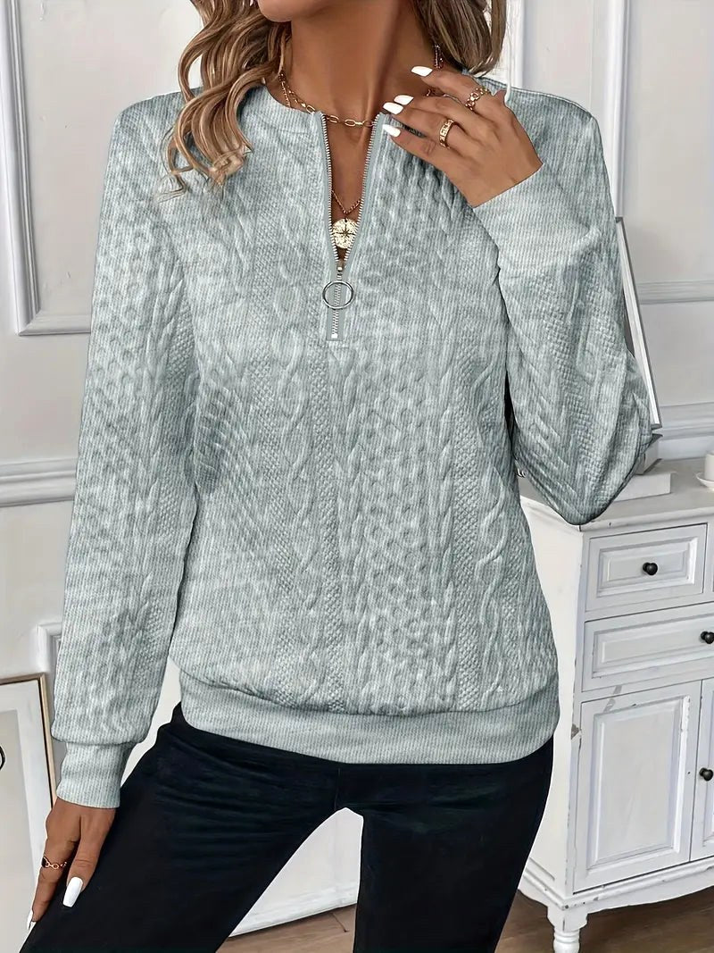 Margot | Women's Quarter-Zip Knit Jumper, Cosy Everyday Jumper | Bella Blue