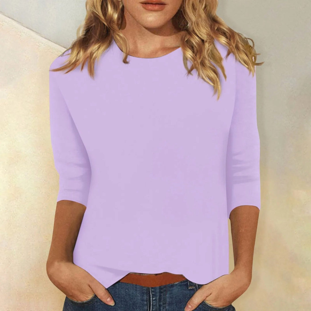 Margot | Women's Relaxed Fit Long Sleeve Top, Round Neck Everyday Top | Bella Blue