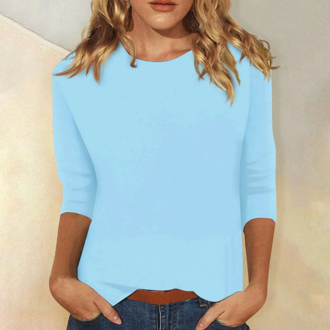 Margot | Women's Relaxed Fit Long Sleeve Top, Round Neck Everyday Top | Bella Blue