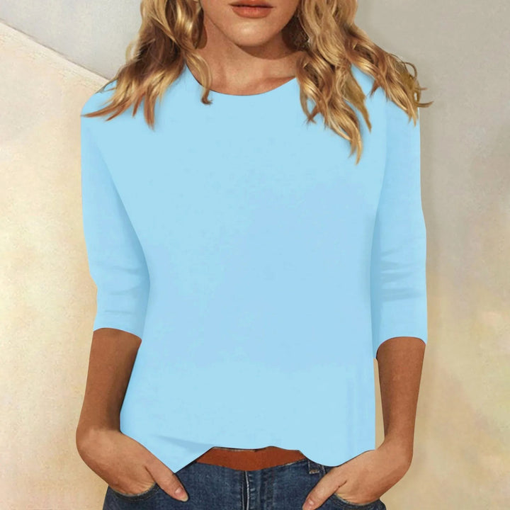 Margot | Women's Relaxed Fit Long Sleeve Top, Round Neck Everyday Top | Bella Blue