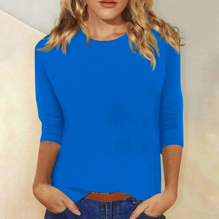 Margot | Women's Relaxed Fit Long Sleeve Top, Round Neck Everyday Top | Bella Blue
