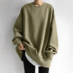 Marianne | Women's Oversized Crew Neck Tunic Sweater, Drop Shoulder Knitwear | Bella Blue | Brown