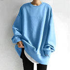 Marianne | Women's Oversized Crew Neck Tunic Sweater, Drop Shoulder Knitwear | Bella Blue | Light Blue