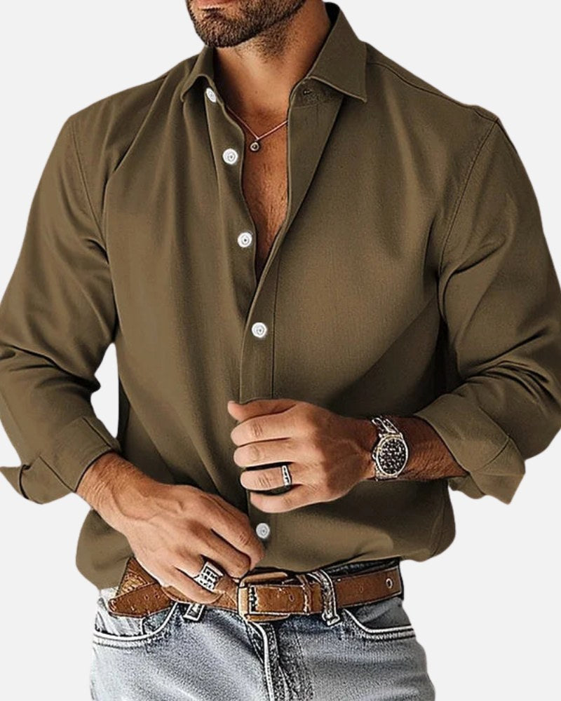 Markus | Smart Men's Shirt with Shape Retention, Durable Everyday Shirt | Bella Blue | Grey