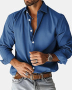 Markus | Smart Men's Shirt with Shape Retention, Durable Everyday Shirt | Bella Blue | Grey