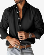 Markus | Smart Men's Shirt with Shape Retention, Durable Everyday Shirt | Bella Blue | Dark Grey