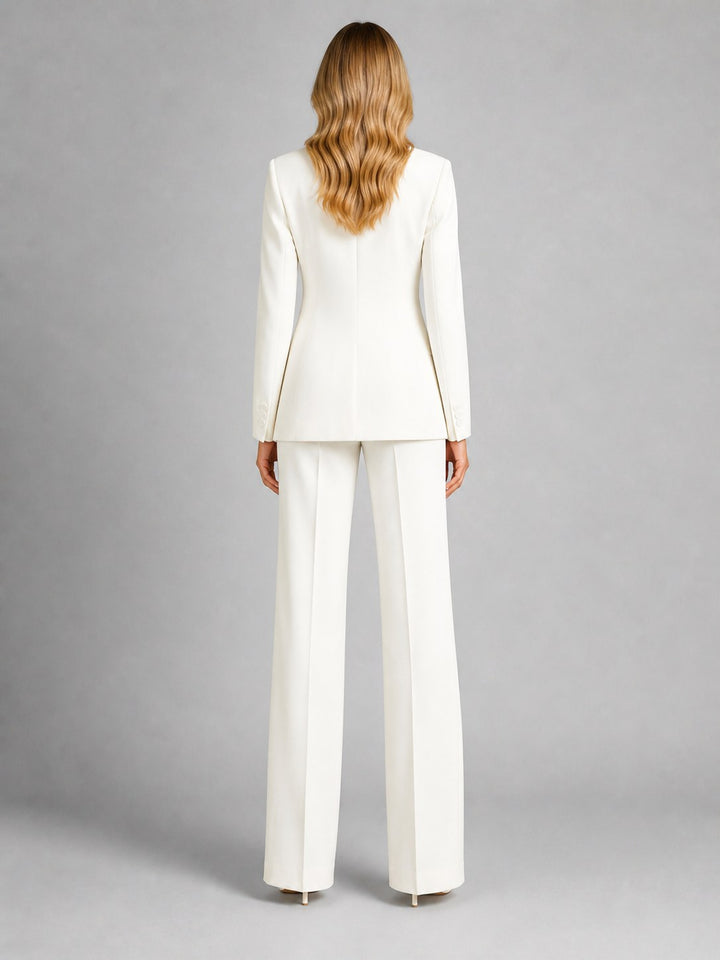 Martha | Women's Tailored Blazer and Wide-Leg Trousers Set, Smart Occasion Suit | Bella Blue | Black