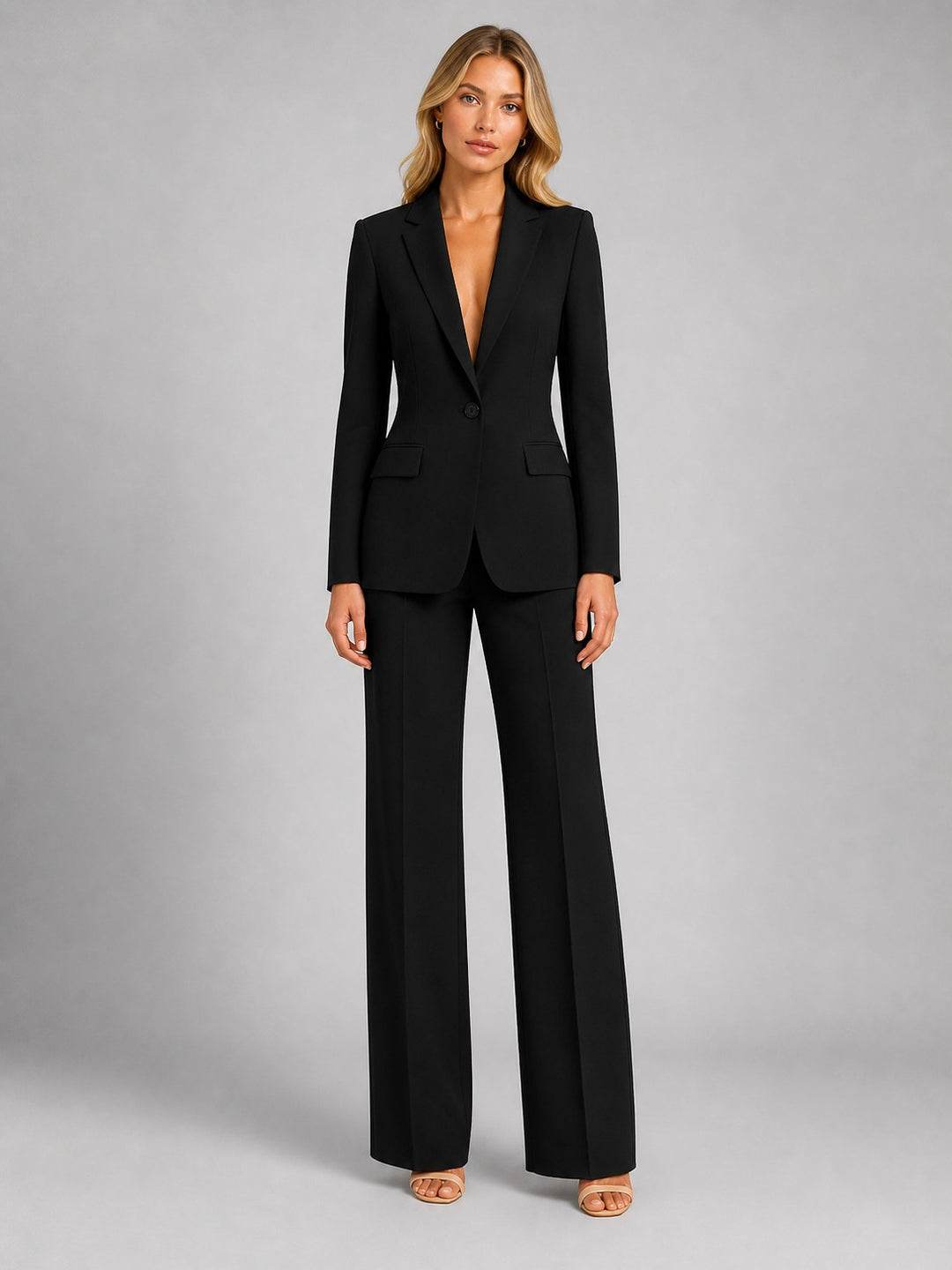 Martha | Women's Tailored Blazer and Wide-Leg Trousers Set, Smart Occasion Suit | Bella Blue | Pink