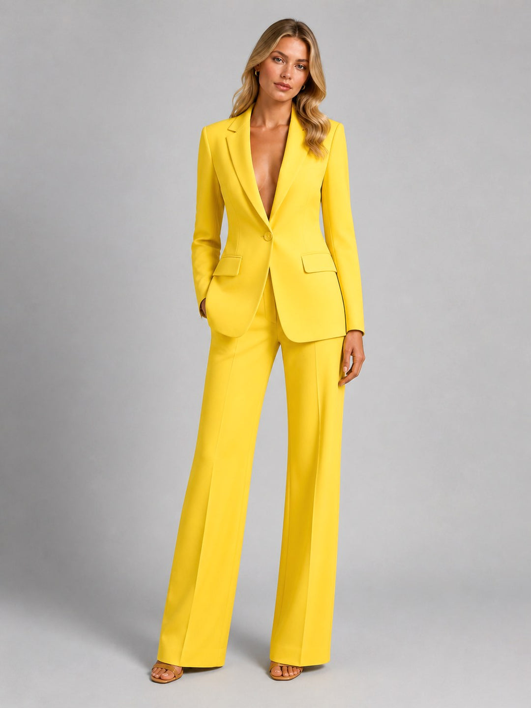 Martha | Women's Tailored Blazer and Wide-Leg Trousers Set, Smart Occasion Suit | Bella Blue