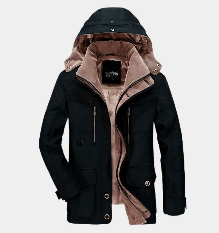 Martin | Men's Winter Coat with Hood and Pockets, Warm Winter Coat | Bella Blue | Blue