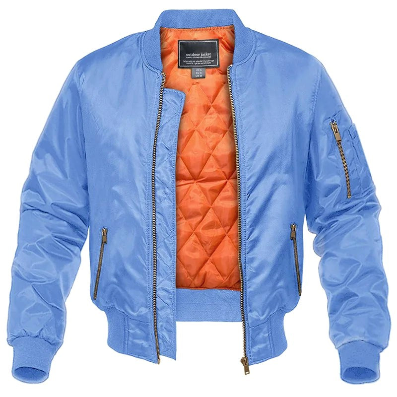 Mason | Men's Bomber Jacket with Front Pockets, Zip Fastening Urban Jacket | Bella Blue