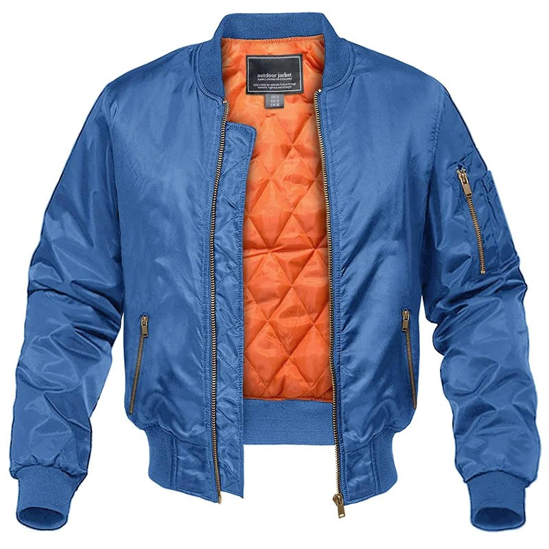 Mason | Men's Bomber Jacket with Front Pockets, Zip Fastening Urban Jacket | Bella Blue