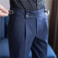 Mason | Men's Double-Pleat High-Waist Trousers, Tailored Tapered Trousers | Bella Blue | Blue