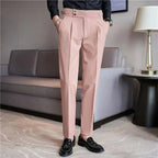 Mason | Men's Double-Pleat High-Waist Trousers, Tailored Tapered Trousers | Bella Blue
