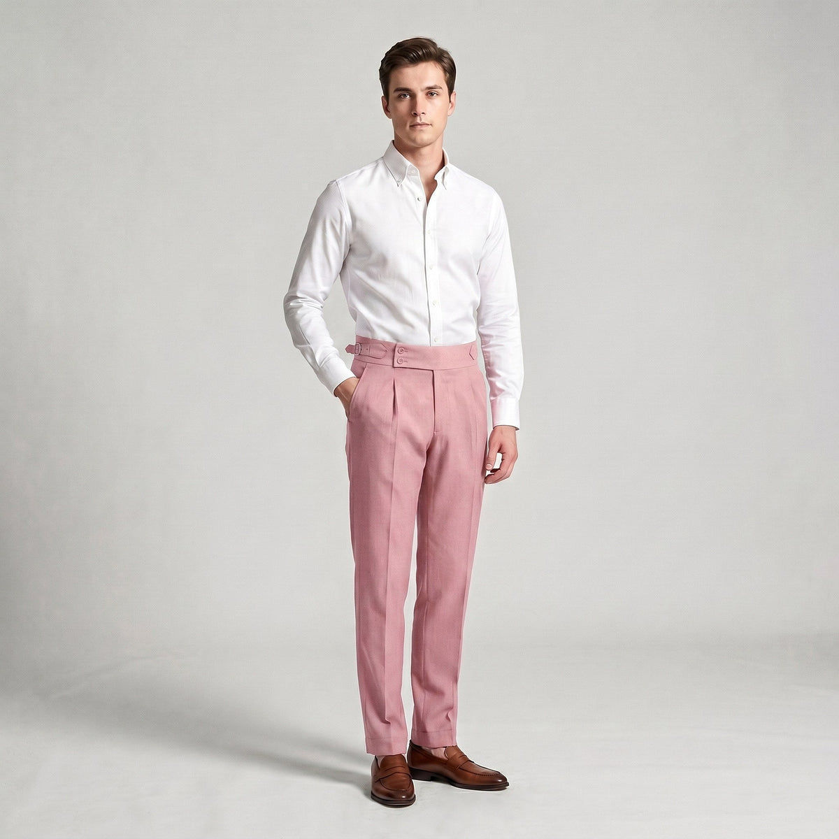 Mason | Men's Double-Pleat High-Waist Trousers, Tailored Tapered Trousers | Bella Blue