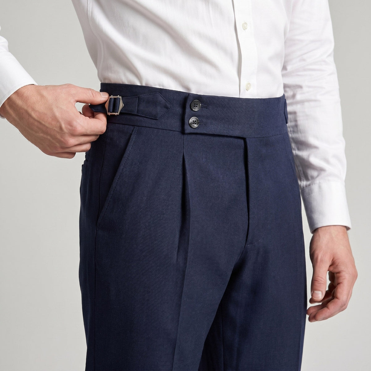 Mason | Men's Double-Pleat High-Waist Trousers, Tailored Tapered Trousers | Bella Blue