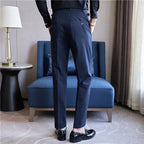 Mason | Men's Double-Pleat High-Waist Trousers, Tailored Tapered Trousers | Bella Blue