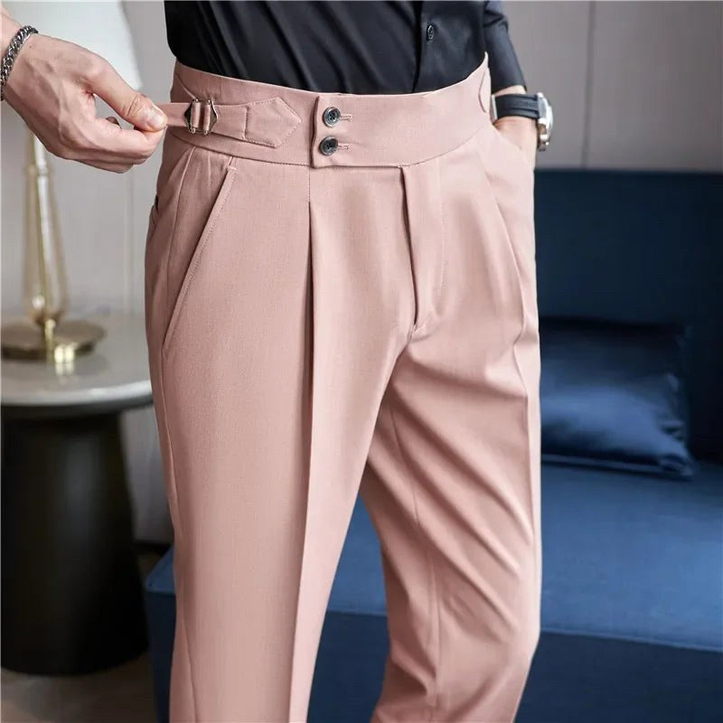 Mason | Men's Double-Pleat High-Waist Trousers, Tailored Tapered Trousers | Bella Blue