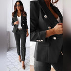 Matilda | Women's Slim-Fit Two-Piece Suit, Double-Breasted Blazer Suit | Bella Blue