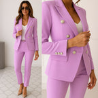 Matilda | Women's Slim-Fit Two-Piece Suit, Double-Breasted Blazer Suit | Bella Blue