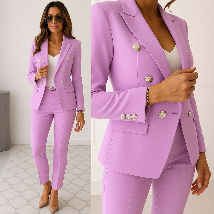 Matilda | Women's Slim-Fit Two-Piece Suit, Double-Breasted Blazer Suit | Bella Blue