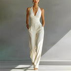 Matilda | Women's Wide-Leg Jumpsuit with Wrap Front, V-Neck Two-Piece Set | Bella Blue