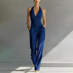 Matilda | Women's Wide-Leg Jumpsuit with Wrap Front, V-Neck Two-Piece Set | Bella Blue