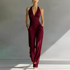 Matilda | Women's Wide-Leg Jumpsuit with Wrap Front, V-Neck Two-Piece Set | Bella Blue