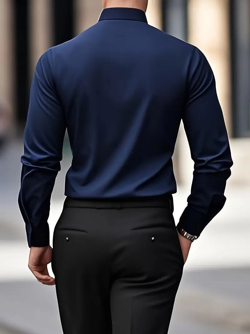 Matthew | Men's Slim-Fit Business Shirt, Classic Long-Sleeve Shirt | Bella Blue