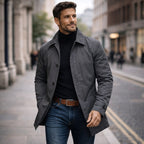 Matthias | Men's Jacket with Water-Resistant Surface, Modern Autumn Jacket | Bella Blue | Grey