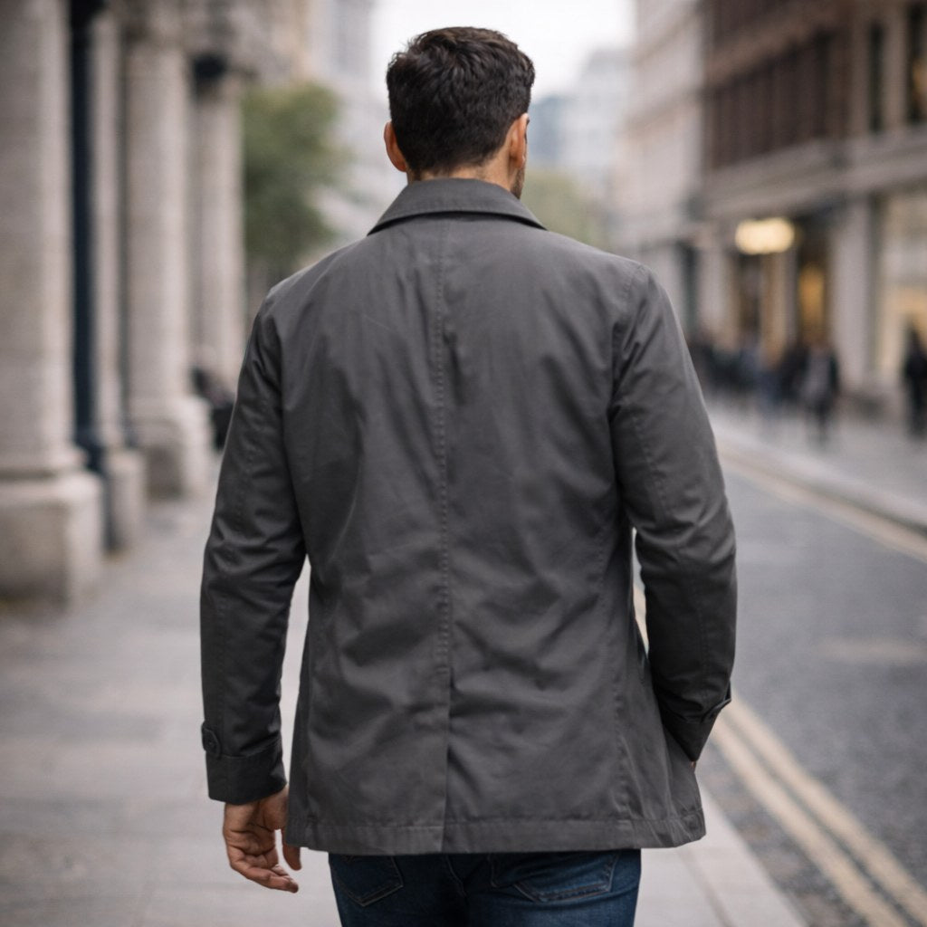 Matthias | Men's Jacket with Water-Resistant Surface, Modern Autumn Jacket | Bella Blue | Grey