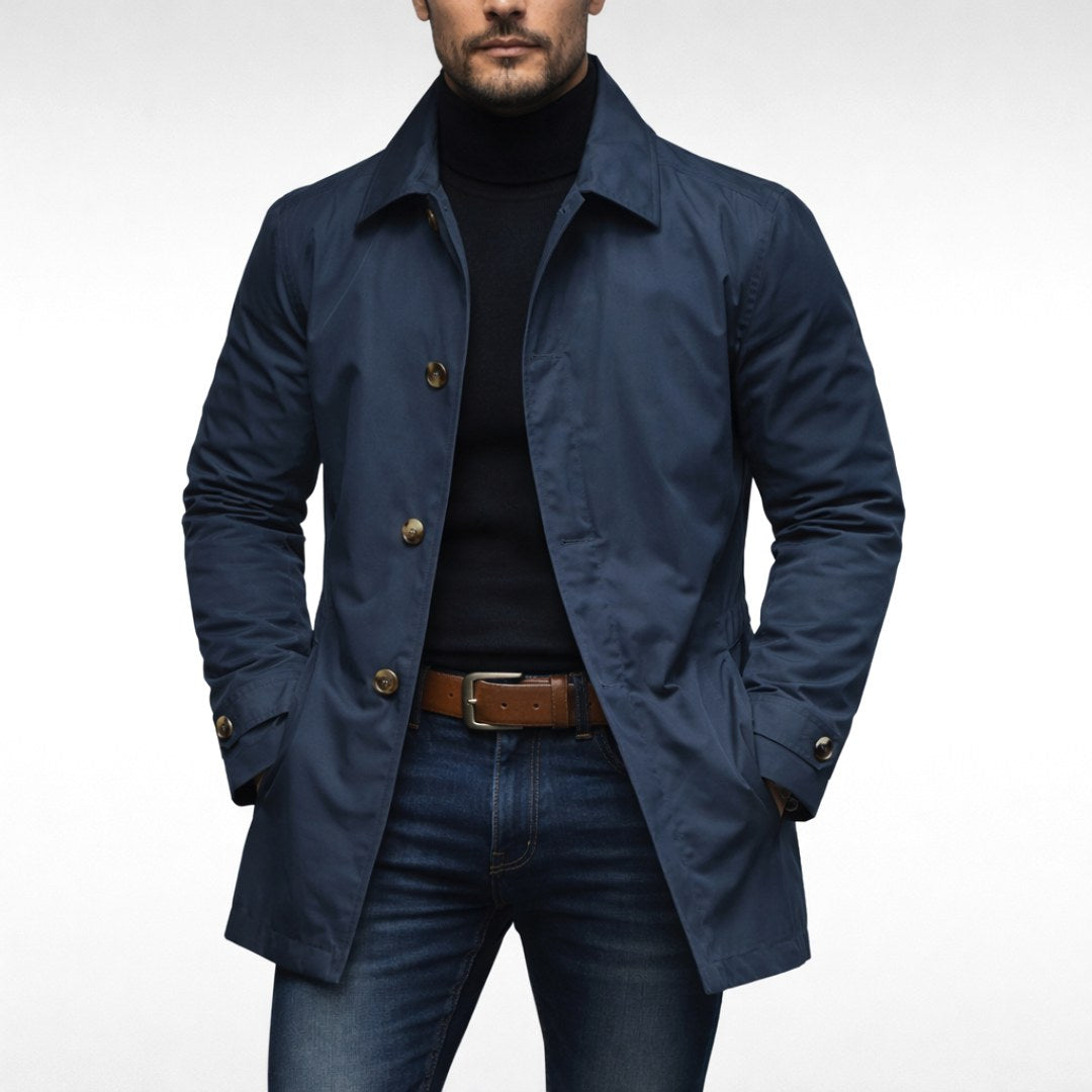 Matthias | Men's Jacket with Water-Resistant Surface, Modern Autumn Jacket | Bella Blue | Grey