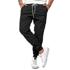Max | Men's Slim-Fit Jogger Trousers, Drawstring Waist Casual Trousers | Bella Blue | Black