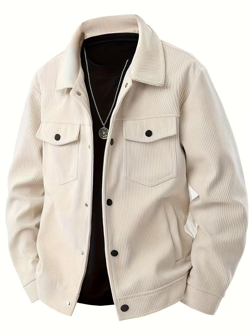 Maxwell | Men's Corduroy Jacket with Classic Collar, Casual Overshirt | Bella Blue