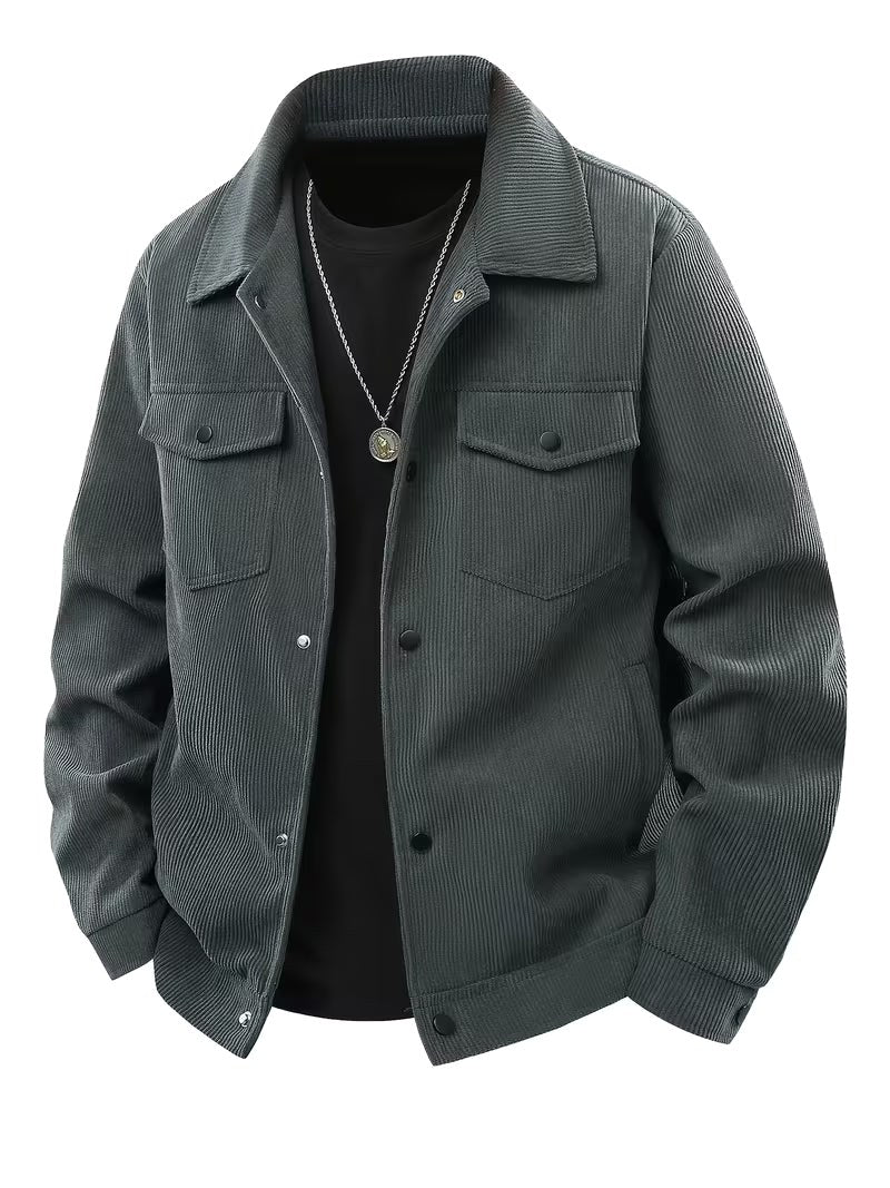 Maxwell | Men's Corduroy Jacket with Classic Collar, Casual Overshirt | Bella Blue
