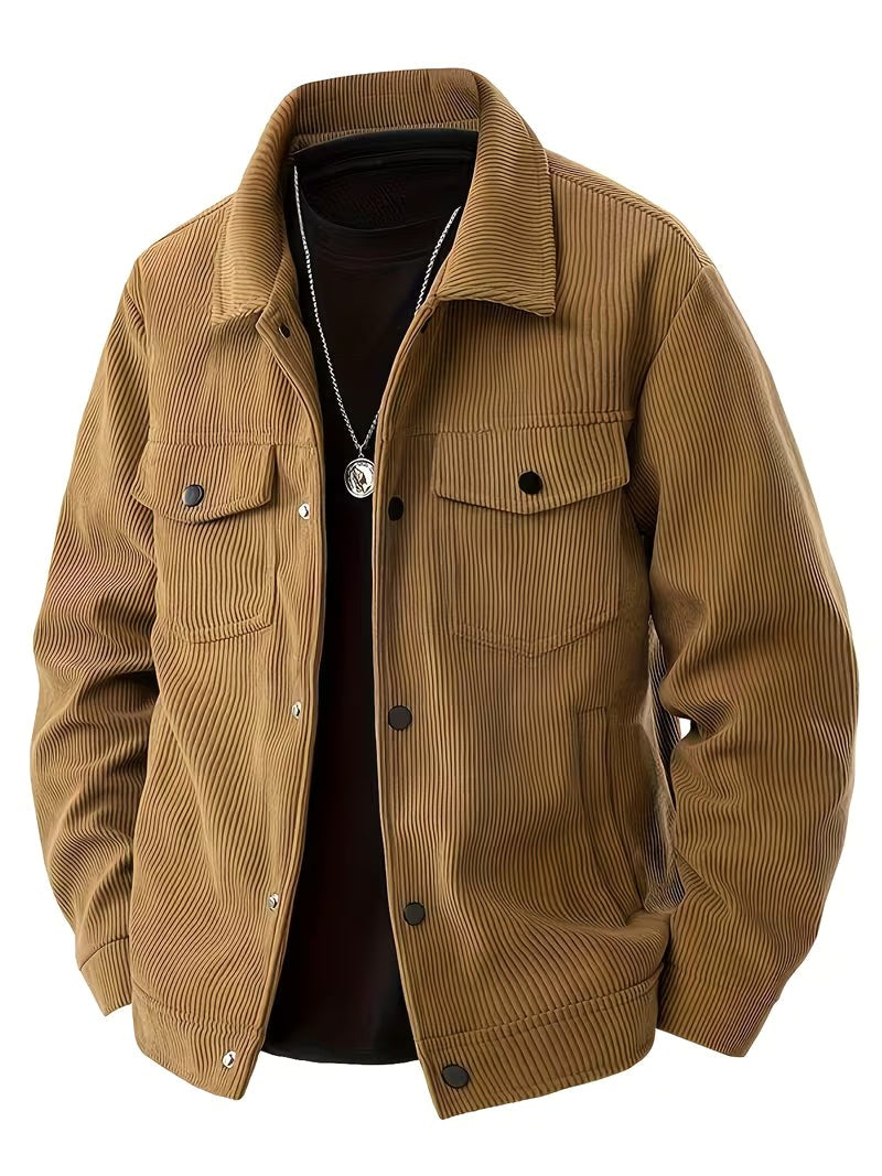 Maxwell | Men's Corduroy Jacket with Classic Collar, Casual Overshirt | Bella Blue