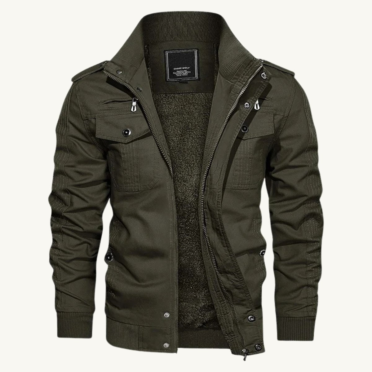 Maxwell | Men's Fleece-Lined Zip-Up Jacket, Military-Style Autumn Coat | Bella Blue