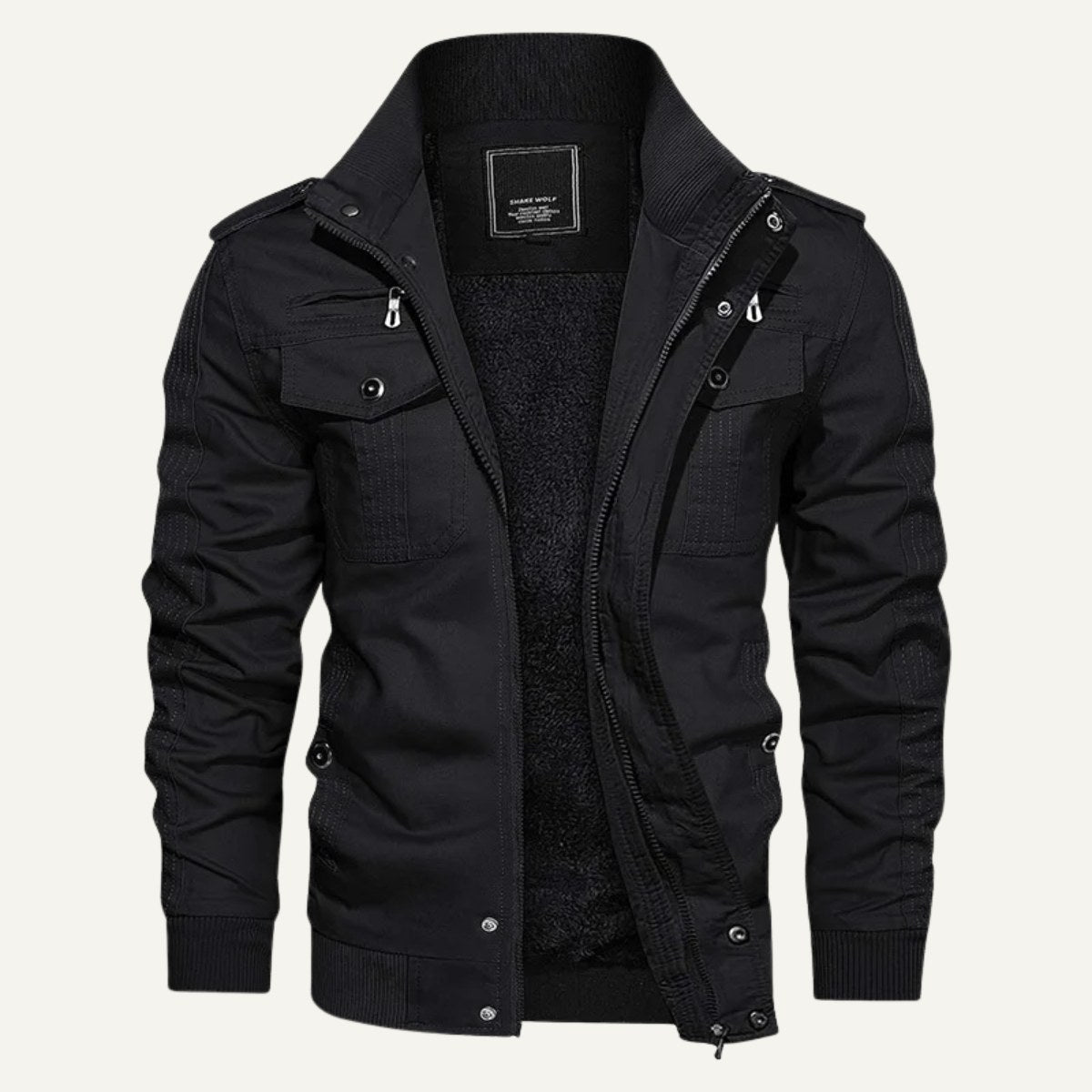 Maxwell | Men's Fleece-Lined Zip-Up Jacket, Military-Style Autumn Coat | Bella Blue