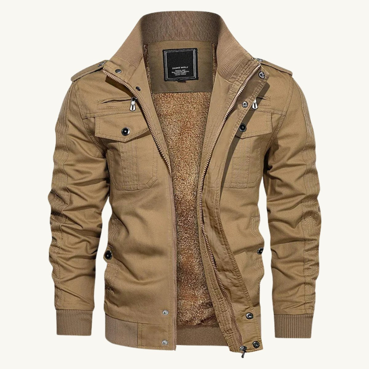 Maxwell | Men's Fleece-Lined Zip-Up Jacket, Military-Style Autumn Coat | Bella Blue