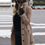 Maya | Women's Double-Breasted Trench Coat with Waist Belt, Collared Autumn Coat | Bella Blue