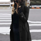 Maya | Women's Double-Breasted Trench Coat with Waist Belt, Collared Autumn Coat | Bella Blue