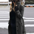 Maya | Women's Double-Breasted Trench Coat with Waist Belt, Collared Autumn Coat | Bella Blue