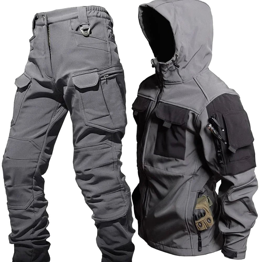 Michael | Men's Waterproof Thermal Suit with Multiple Pockets, Functional Autumn Tracksuit | Bella Blue | Grey 2-Pack
