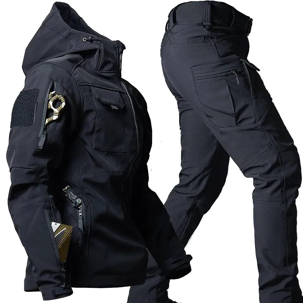 Michael | Men's Waterproof Thermal Suit with Multiple Pockets, Functional Autumn Tracksuit | Bella Blue | Grey 2-Pack