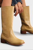 Millie | Women's Knee-High Leather Boots with Block Heel, Elegant Leather Boots | Bella Blue